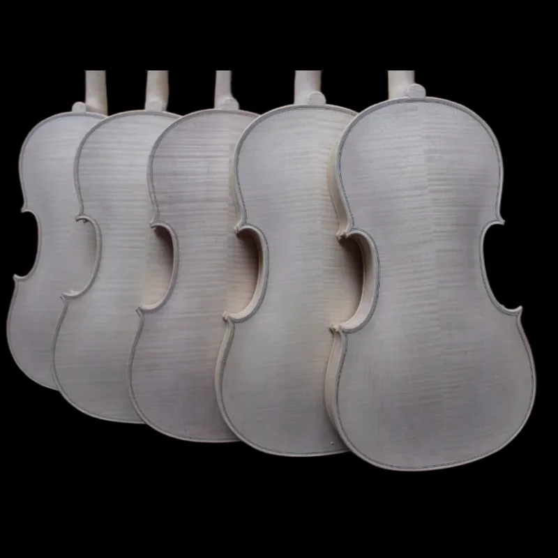 5pcs 4/4 unfinished violin flame maple back Russian spruce top Hand made