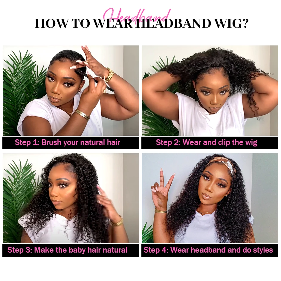 Straight Women's Headband Wig Malaysian Human Hair Wig Straight No Lace Scarf Wigs NO Glue Natural ISEE HAIR For Female human hair wig human hair wigs