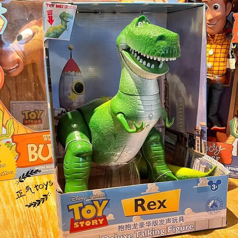 Disney – figurine parlant de luxe de dinosaure Rex, véritable, basse, Woody,  l'éclair, poupée, cadeau d'anniversaire, Collection