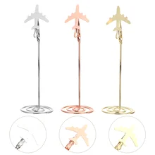 

3pcs Tabletop Cards Holder Airplane Shape Photo Clips Memo Note Clamp for Home