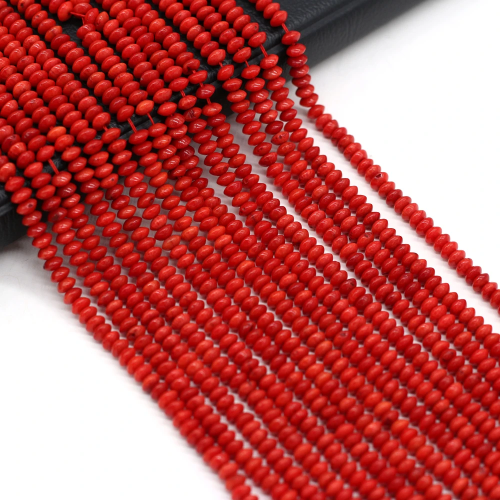 

3PCS Wholesale Natural Red Coral Abacus Shape Beads For Jewelry Making DIY Necklace Bracelet Accessories Charm Gift 2x3mm