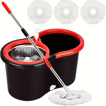 Heavy‑Duty Spin Mop & Bucket System – 360° Rotating Floor Cleaner with Adjustable Handle & 3 Mop Heads 1