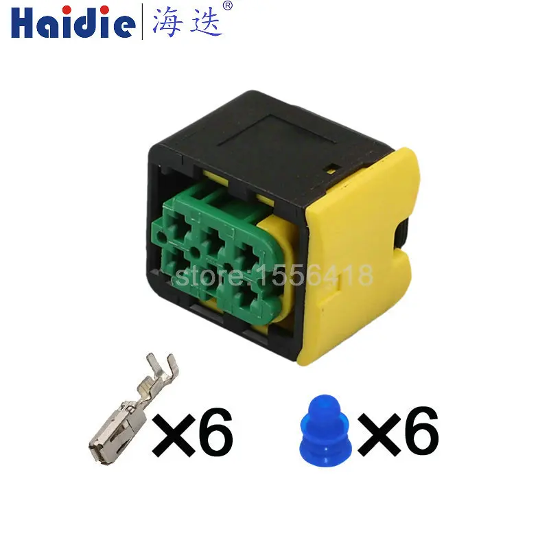 

1-20 sets 6 Pin 3.5 Series 3-1418437-1 Auto Plastic Housing Socket Green Car Wire Cable Harness Connector