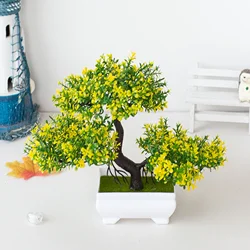 Elegant Miniature Artificial Bonsai Tree Ornament (Yellow)