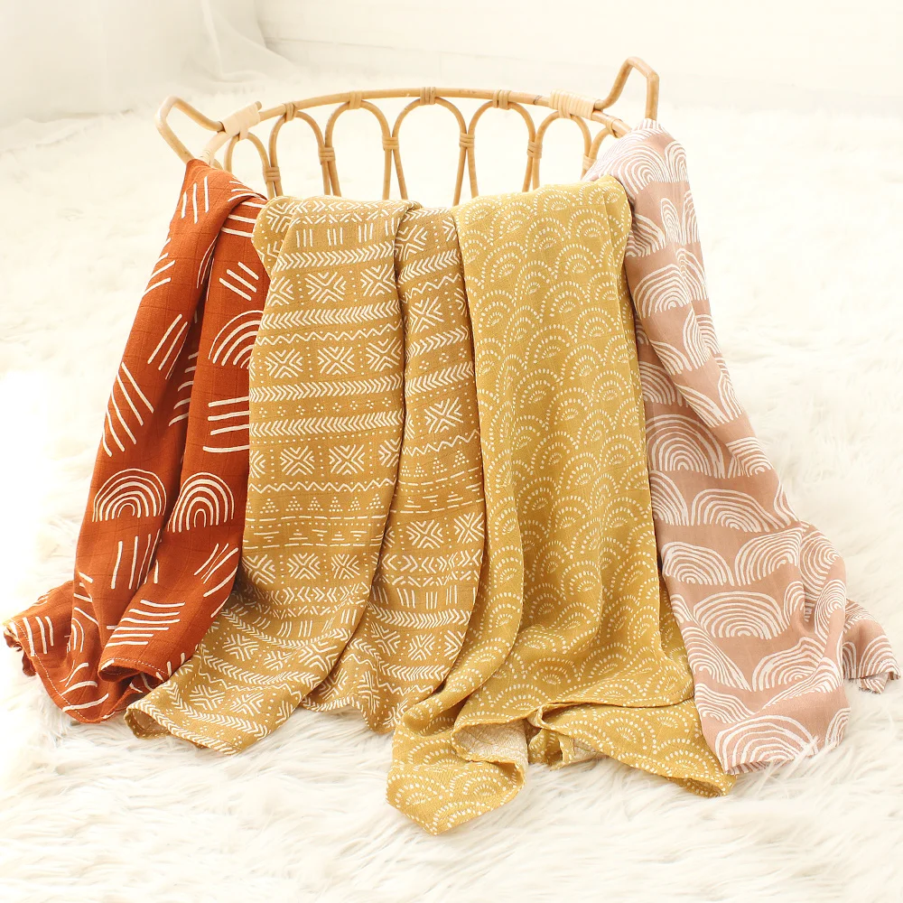 Baby Muslin Swaddle Blanket Baby Blankets Newborn Receiving Blanket Bamboo Cotton Feather Baby Burp Cloths 6