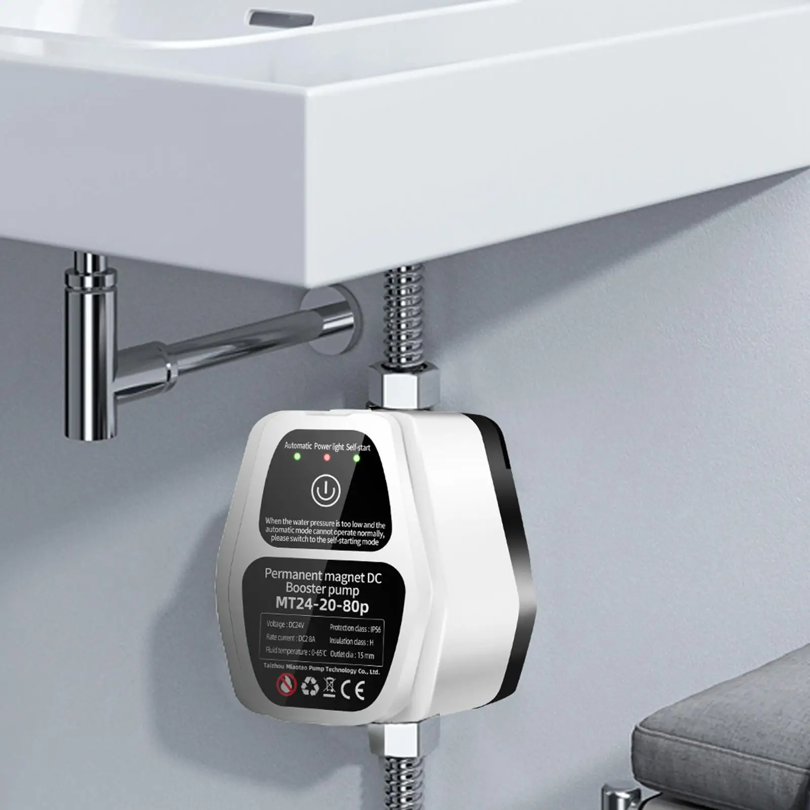 Bomba de Pressão de Água Doméstica Chuveiro Booster Automático com Controlador Sistema de Bomba de Jato Conector sem Escova para Cozinha