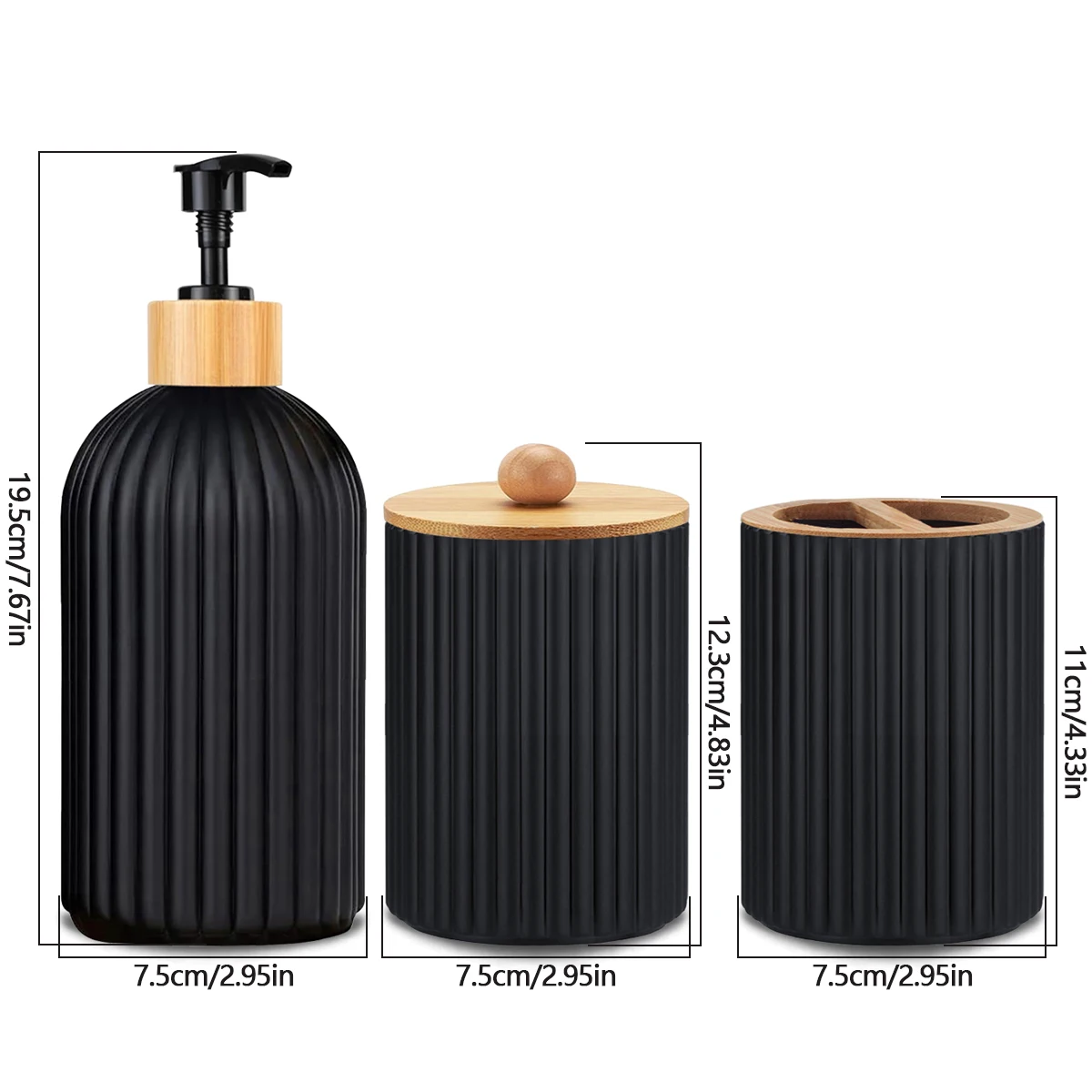 Elegant Bathroom Toiletry Set with Soap Dispenser, Toothbrush Holder & Cotton Ball Jar Decor
