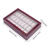 24 Slot Wooden Watch Organizer Case Display Box Glass Top Jewelry Storage Box With Lock Room Display Storage Organizer 6