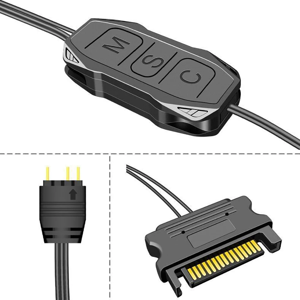 Cable splitter hub ARGB controller 5V 3pin to SATA power supply mini RGB controller 3PIN hub for computer Cpu case cool fan LED light radiator