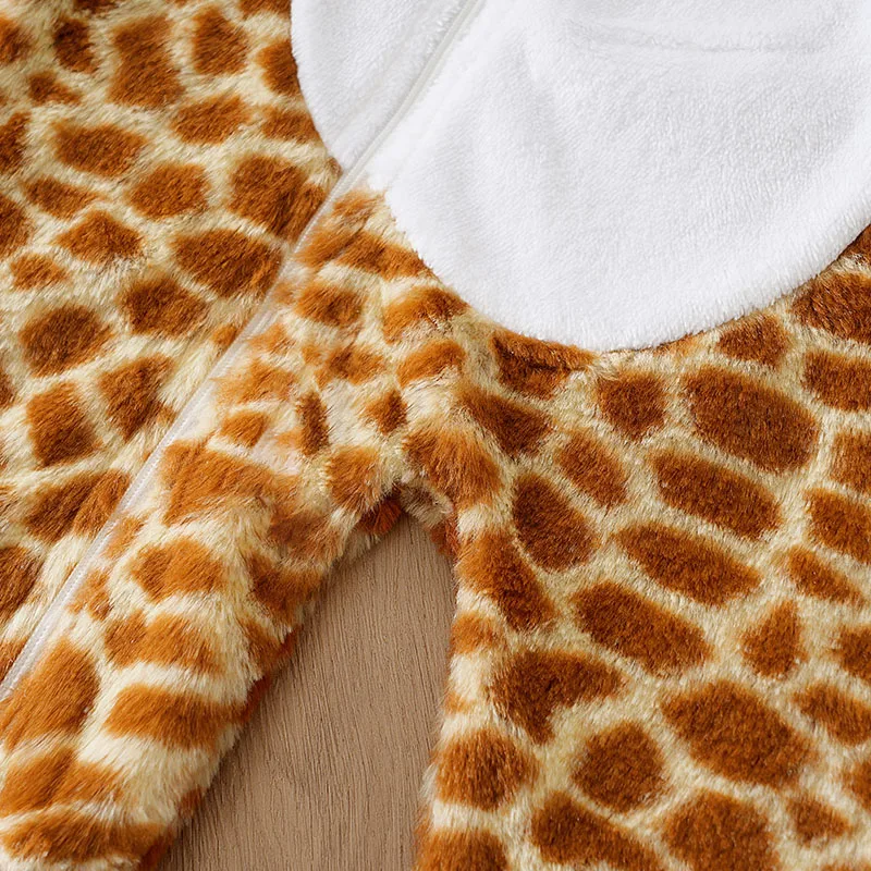 Tutina per neonato autunno e inverno Calore confortevole Giraffa Adorabile neonato per bambina 0-18 mesi Tuta per bambino con cappuccio morbida - immagine 6