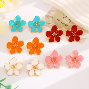 925 Silver Needle Korean Fashion Colorful Flower Earrings For Women Jewelry 2025 Trending New Women's Vintage Flowers Earrings