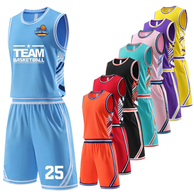 

New High quality Men Basketball Set Uniforms Sports clothes Kids basketball jerseys college breathable camiseta de baloncesto