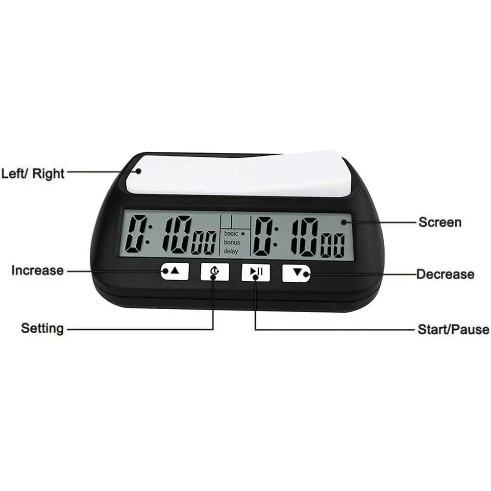 Chess Timer Digital Watch Count Up Down Timer for Board Game