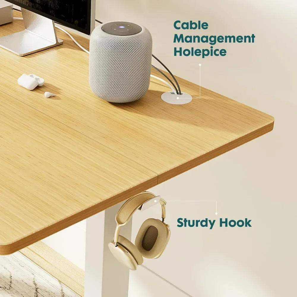 New2025-Electric Adjustable Height Standing Desk - 40 x 24 inch Sit to Stand Up Desk with Splice Board, Rising Home Office Compu