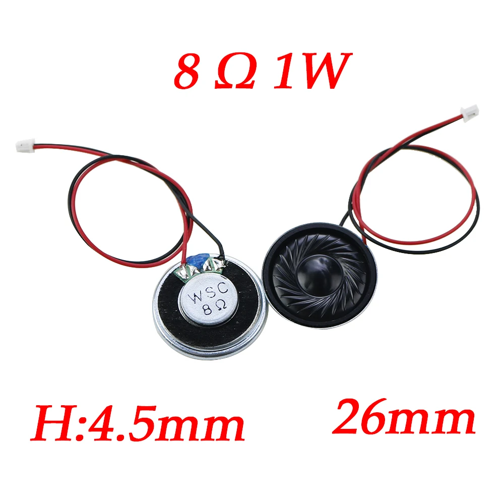 1PCS  Ultra Thin Speaker 8 Ohms 1W Watt Diameter 20MM 23MM 26MM 32MM 36MM With MX1.25 Plug Terminal Wire Length 15CM Buzzer horn