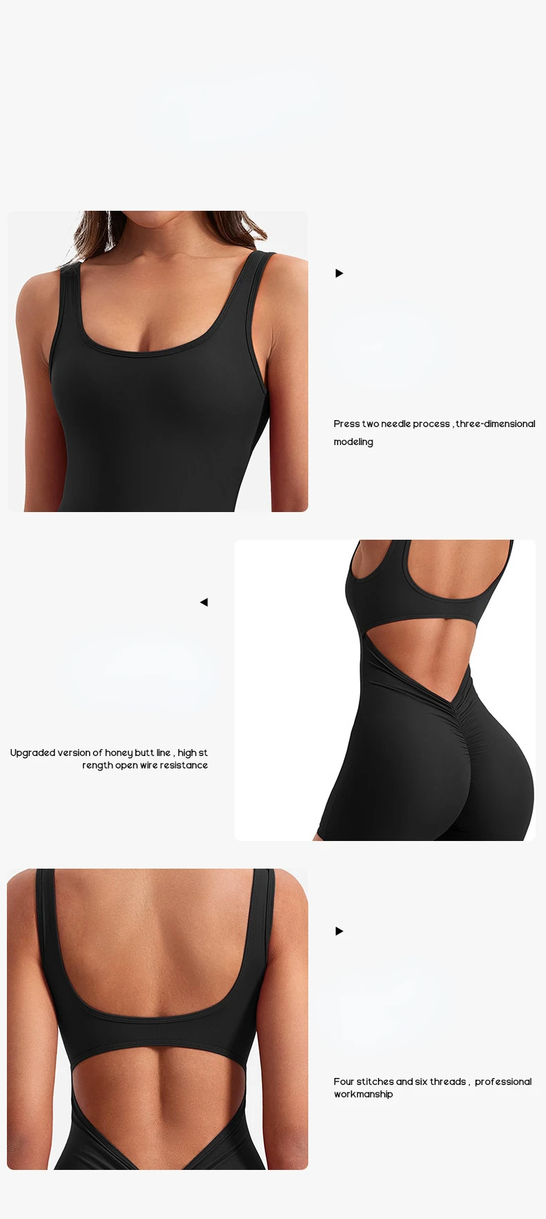 Frauen Sexy Aushöhlen Bodysuit Nahtlose Square Neck Backless Bodysuit Fitness Yoga Training Hohe Elastische Sport Kurzen Body – Detail 7