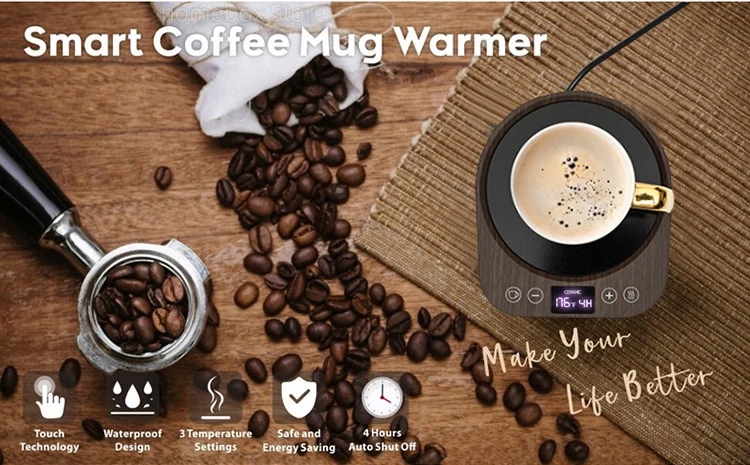 Description Picture 3 of item110V/220V Coffee Mug Warmer Cup Heater Hot Tea Makers Timing Heating Pad Warmer Coaster Electric Hot Plate Coffee Heater 36W