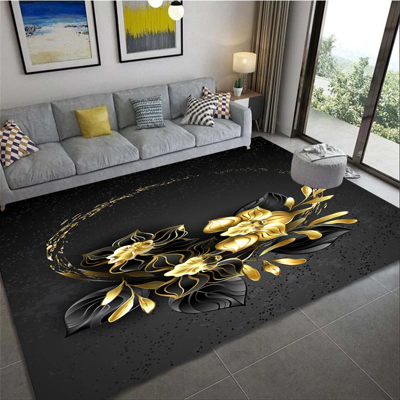 Romantic 3D Floral Pattern Peony Rose Rug Living Room Home Decor Sofa Table Rug Non-slip Chair Mat Leisure Floor Mat Home Decor