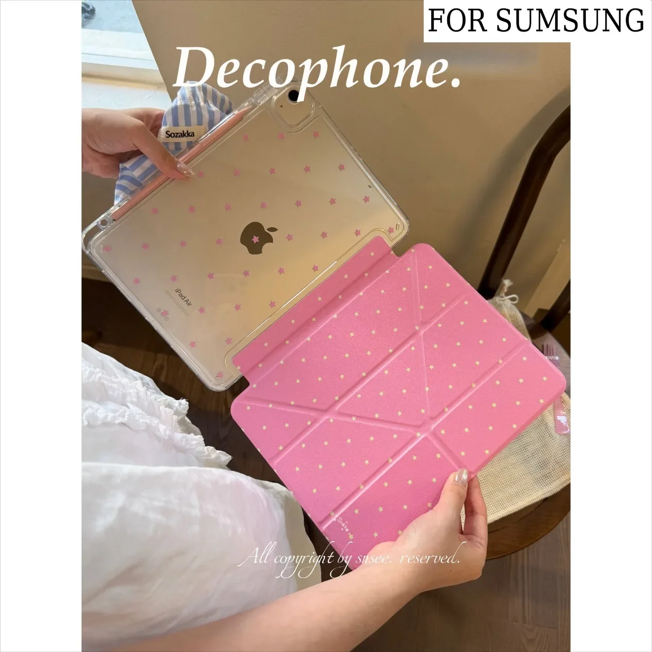 Solid Color Star 3+Y-fold Universal Tablet Case