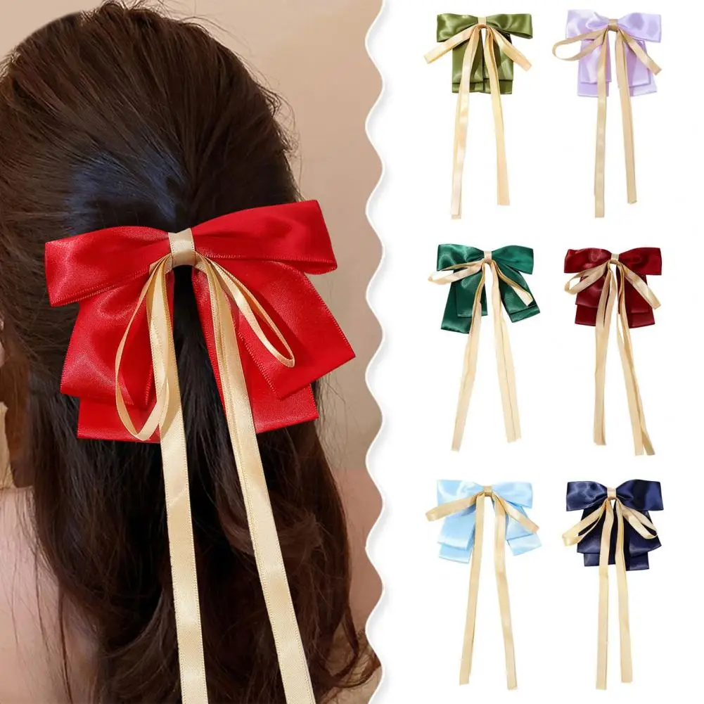 

Ribbon Hair Clip Elegant Bowknot Ribbon Hair Barrette Set with Golden Edge Stylish Hair Clips for Girls for Styling for Thick