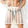 Transparent Swimwear Mens Board Shorts Sexy Solid Drawstring Quick Dry Beach Shorts Man Mesh Breathable Board Shorts(No Briefs) 6