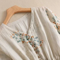 Dress Women Long Print Elegant Clothing Vintage Elastic Waist Korean Casual Beach Style V-Neck Fashion Robe Vestidos De Mujer - Image 5