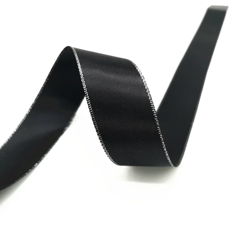5 yards 6mm-38mm Satin Ribbon Silver Metallic Edge Polyester Ribbon For Flower Gift Packing Wedding Decoration DIY satin ribbons ribbon supplies polyester ribbon satin ribbon