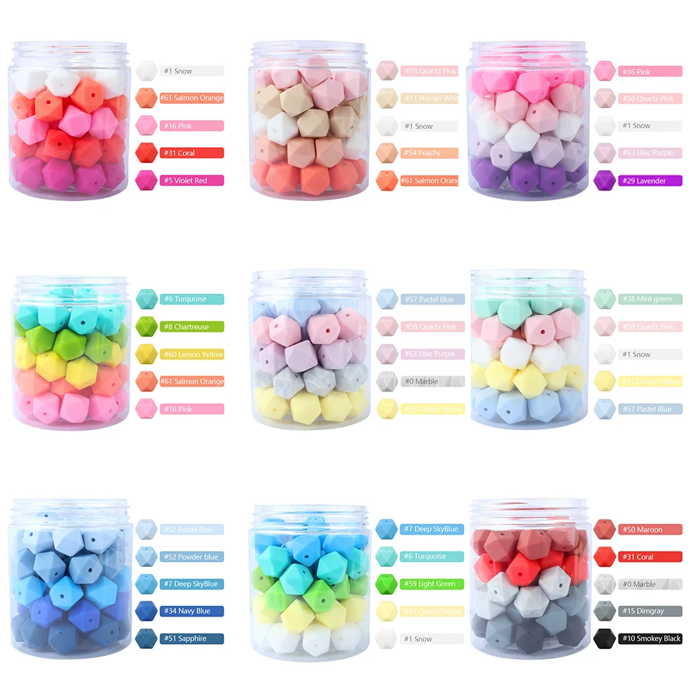 Baby Silicone Beads 14MM Hexagon Chewing Beads Teether 10pcs DIY Pacifier Chain Accessories Teething Toys Silicone Teething Toys Baby Teething Toys Silicone Beads Silicone Teether Silicone Teething Beads