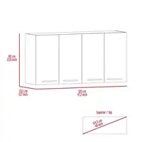 120 Wall Cabinet, Four Doors, Two Cabinets, Two Shelves Black 2