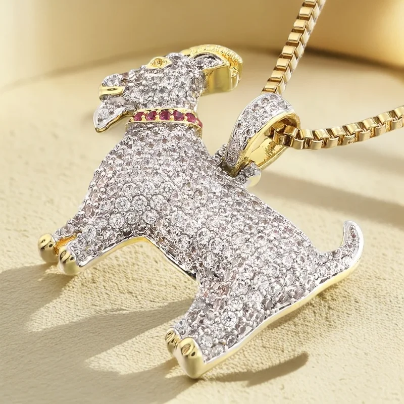 VANAXIN Goat Pendant Necklace for Men Women Gift 14k Gold Plated