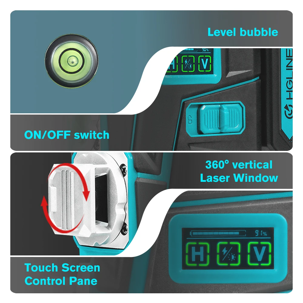 16 Lines Laser Level APP Remote Control Horizontal Vertical Levels Machine Power