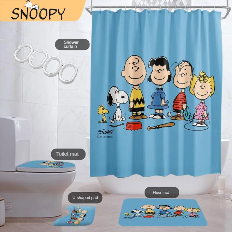 SnoopyShowerCurtainsBathroomCurtainWithDecorWaterproofBath