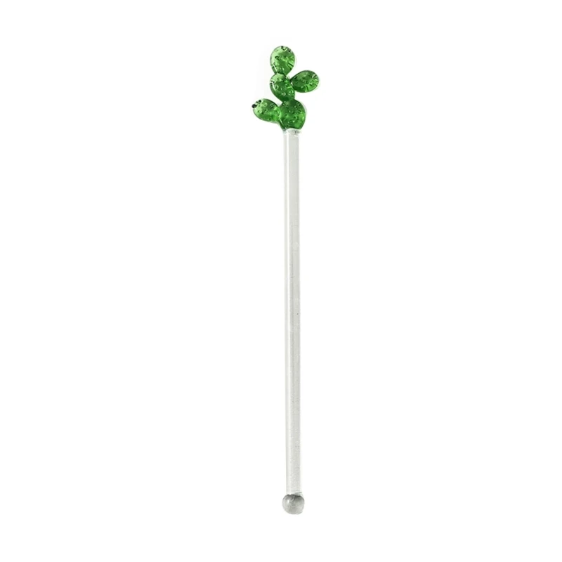 Coffee Stir Sticks Glass Cute Cactus Swizzle Sticks Holiday Stir Reusable Drink Stirrers for Cocktails G2AB