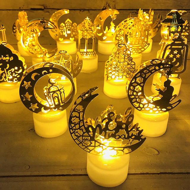 EID Mubarak LED Licht Ornamente Mond Star Castle Muslimischen Party Tisch  Dekor Gurbang Ramadan Dekoration für Home Eid Al Adha geschenke - AliExpress