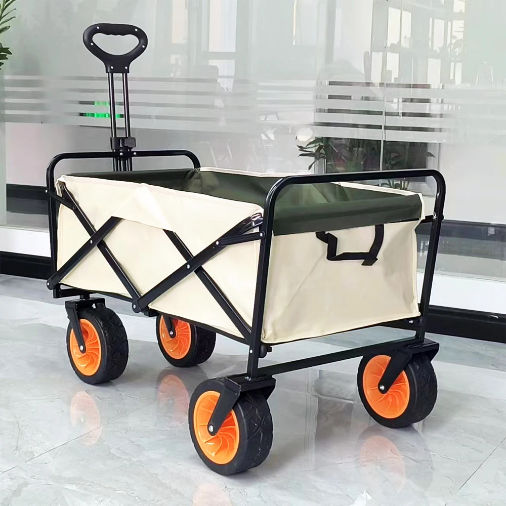 

Outdoor Foldable Handcart Portable Camping Cart Beach Large Capacity Multifunctional Adjustable Handle Picnic Wagon Trolley