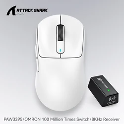 Attack Shark Wireless Macro Gaming Mouse, Lightweight with PixArt PAW3395 up to 26000 DPI (X3pro 4K White)