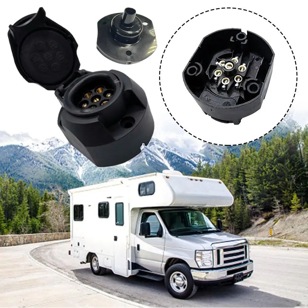 12V 7 Pin European Trailer Socket+Plug Tow Bar Connector Adapter For Car RV Truck Boat Caravans Transfer Signal Adapter Tools