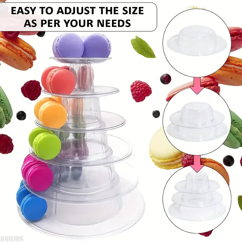 Tiered Macaron Tower Stand Cake Display Rack Cupcake Holder Dessert Stand for Baby Shower Wedding Birthday Party Decorations
