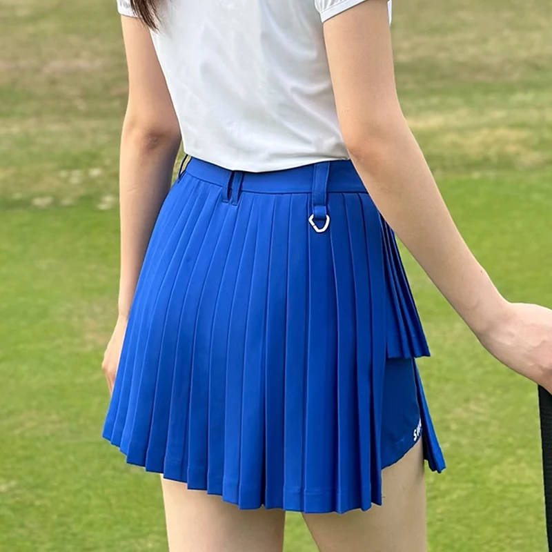 Spring and Summer Golf Women's Rose Red Pleated Skirt Sports High Waist Irregular Skort Pants Ladies Tennis Lesuire Golf Wear
