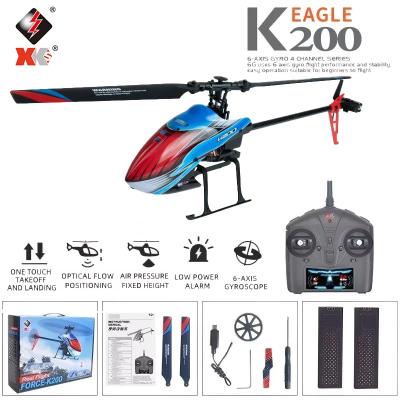 WLtoys RC 헬리콥터 K200 2.4Ghz 4CH 6축 자이로스코프 고정 높이 단일 블레이드 프로펠러 자이로 미니 RC 장난감