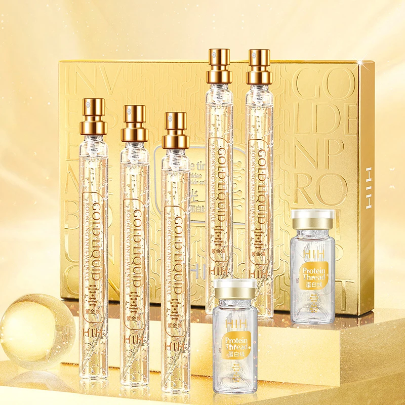 24K Gold Face Serum Absorbable Active Collagen Silk Thread Facial Essence Anti-Aging Firming Moisturizing Hyaluronic Skin Care 24k gold face serum absorbable active collagen silk thread facial essence anti aging firming moisturizing hyaluronic skin care