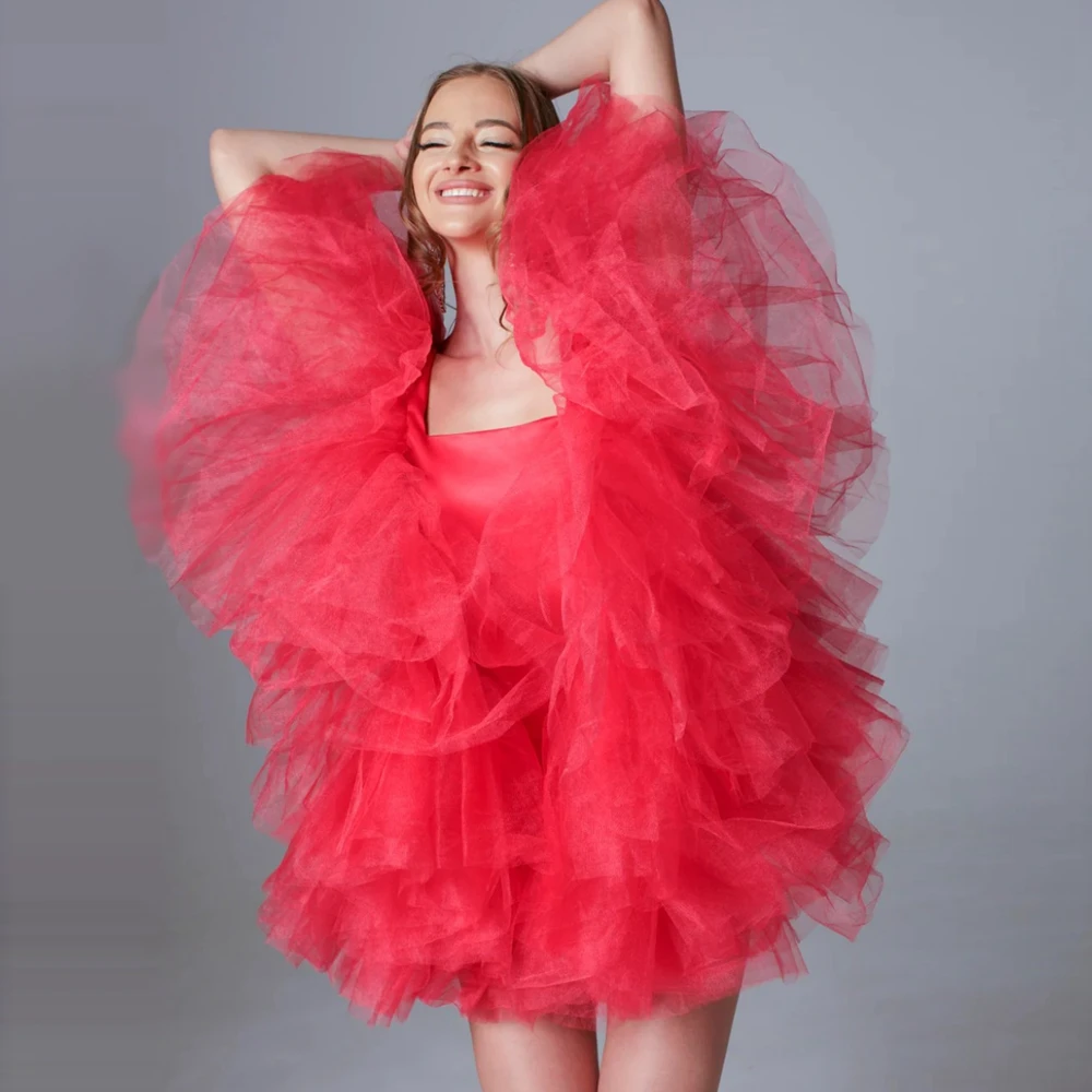 

Облегающее мини-платье с квадратным вырезом и оборками, летнее многослойное платье выше колена дыни красного цвета, коктейльные платья по индивидуальному заказу Ever Pretty