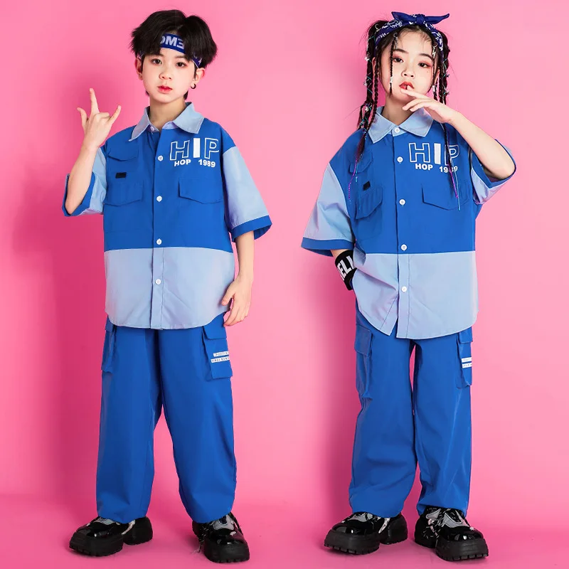 

Children Summer Sets Kindergarten Dance Clothing Boys Girls Kids Short Sleeve Shirts Cargo Shorts Pants Costume Tracksuits