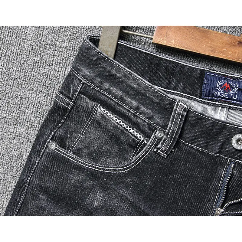 Italian Style Fashion Men Jeans High Quality Black Stretch Slim Fit Vintage Jeans Men Trousers Elastic Designer Denim Pants