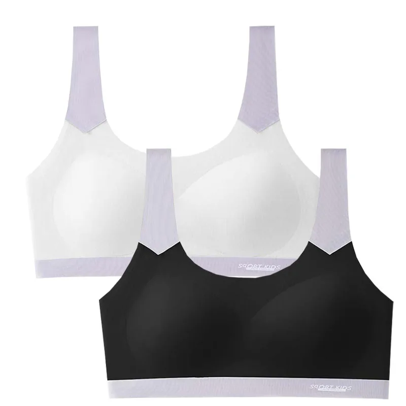 2 stücke Dünne Mädchen Trainings Bhs Student Weste Unterwäsche Kinder Bralette Jugendliche Atmungsaktive Tops Teenager Kind Sport Bhs M-2XL – Detail 5