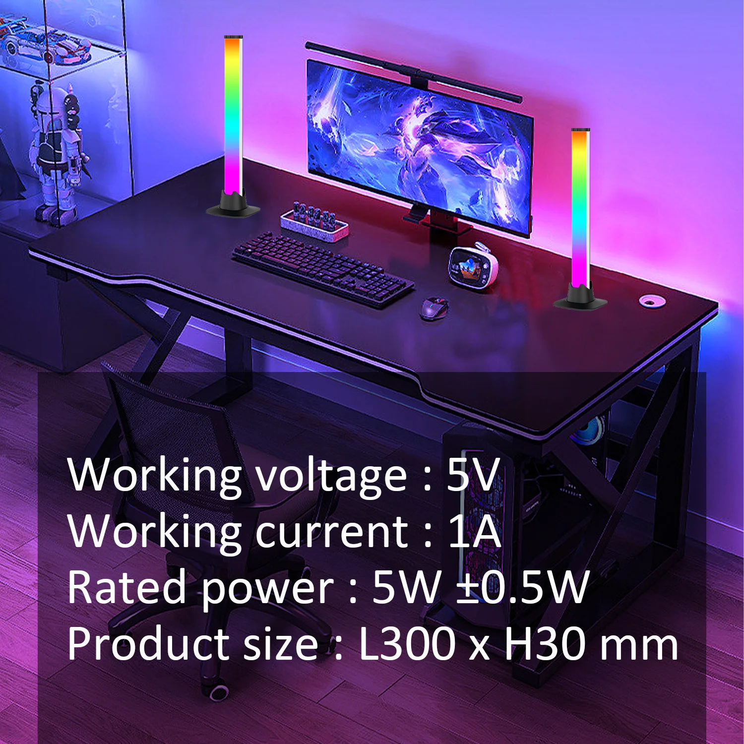LED 투야 와이파이 다채로운 장식 책상, e-스포츠 게임 바 픽업 리듬 램프, 크로스 보더 라이브 방송 분위기 테이블 램프