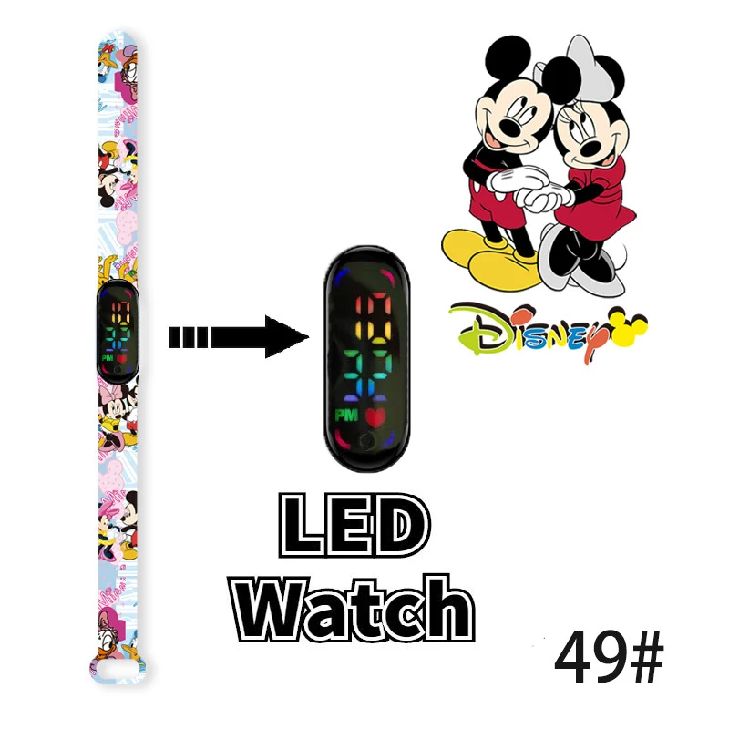Disney Mickey Minnie Children's Watch Cartoon Character Donald Duck Daisy LED Electronic Sports waterproof Bracelet kids Watches 5