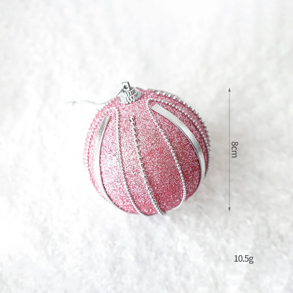 1 pieza de adornos para árbol de Navidad, bola de espuma rosa, lazo, estrella para la parte superior del árbol, colgantes para árbol de Navidad, decoraciones para fiestas, suministros para Año Nuevo