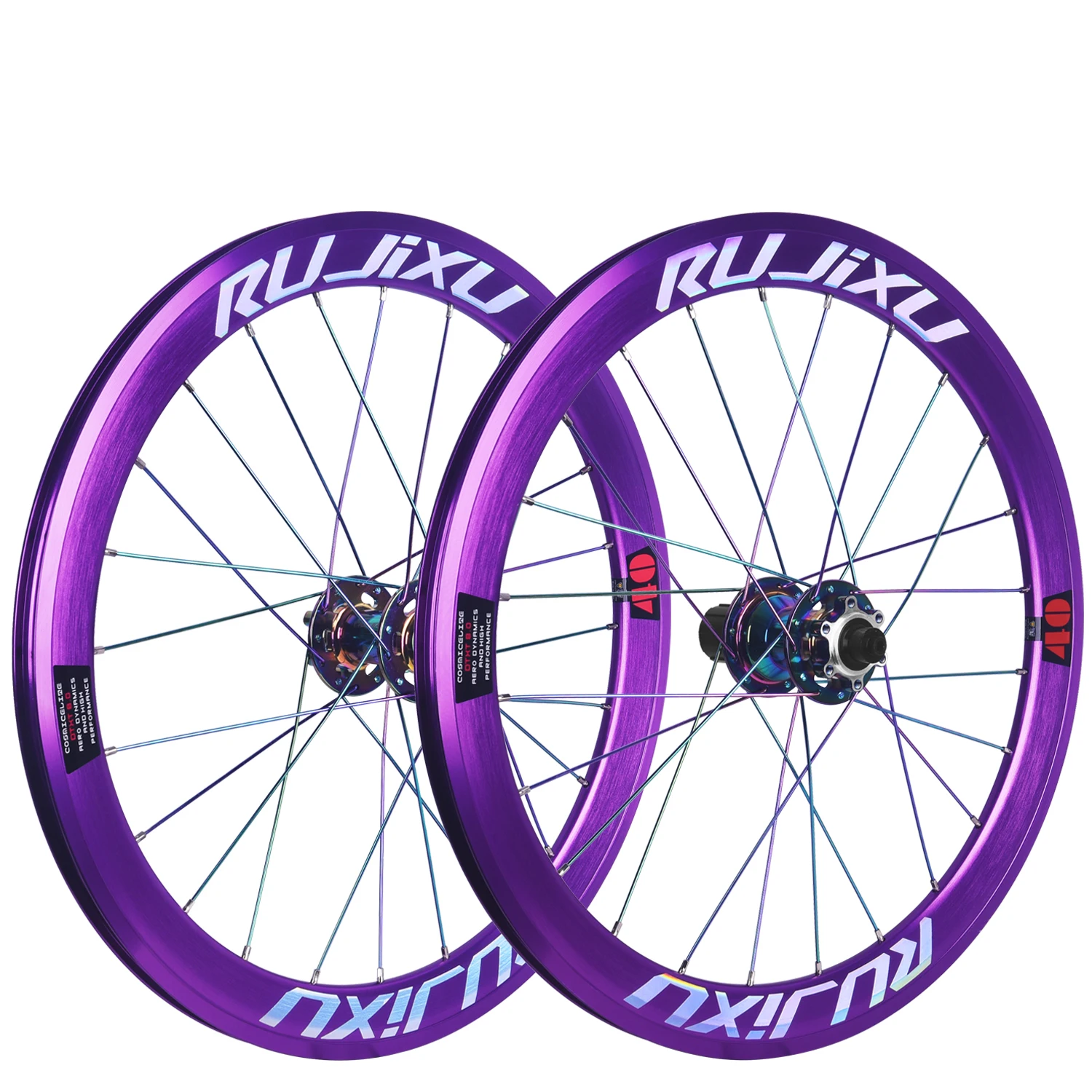 Folding Bicycle Wheelset, Disc Brake Rim, Aluminum Alloy, 5 Bearings, 7-2Speed, 40mm, 406/451 Bike Wheel Set, 20in