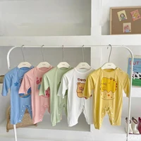 2023 Korean INS Baby Long Sleeved Jumpsuit Modal Boy Clothes Girls Home Wear Spring Summer Romper Crawling Pajamas Costume 5